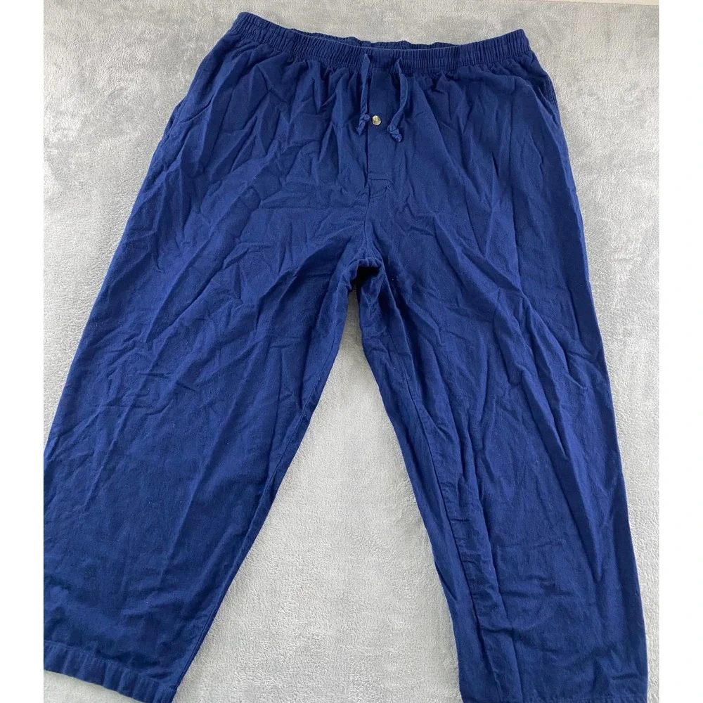 KingSize Mens 3XL Big Navy Blue Cotton Lounge Pajama Pants Elastic Drawstring